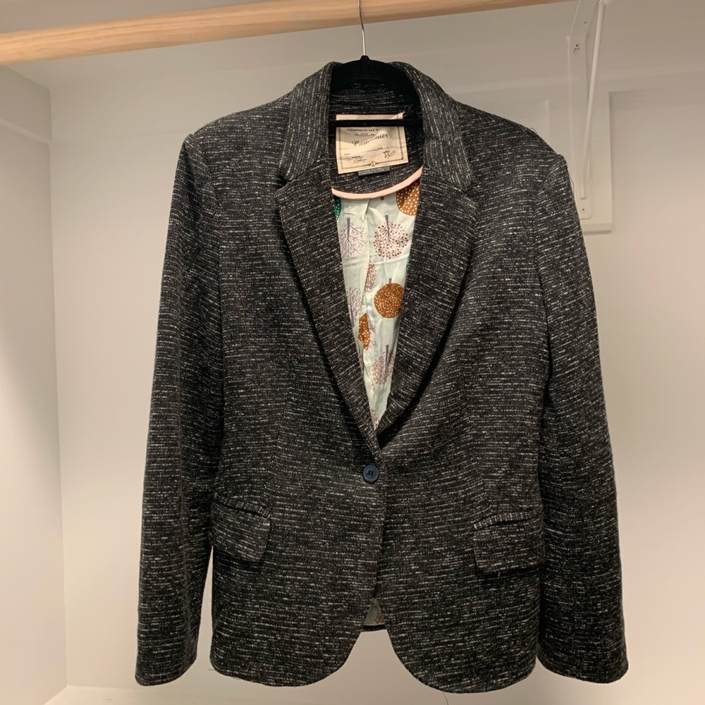 Anthropologie • Cartonnier Blazer Gray Single Button
Jacket Lined, Size Large